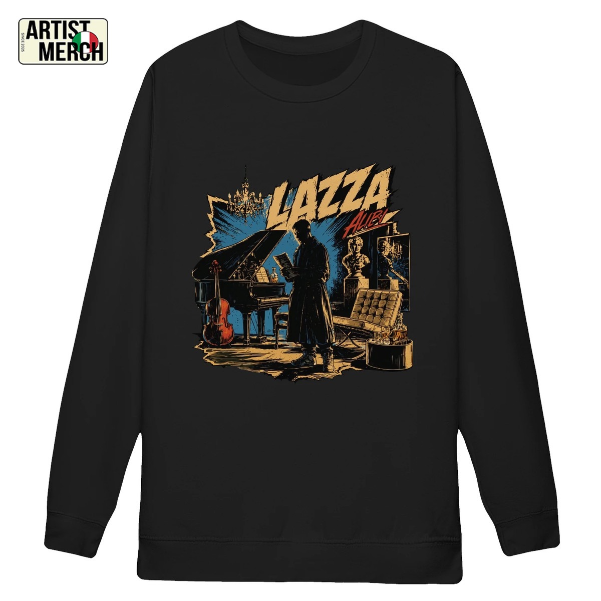 Lazza Merch Maglietta Unisex Alibi Noir Comic Artwork 2 Lazza Merch Maglietta Unisex Alibi Noir Comic Artwork - Image 2