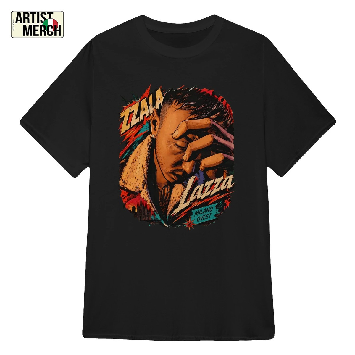 T-Shirt Lazza Zzala Milano Ovest Esclusivo Merch Grafico Ufficiale
