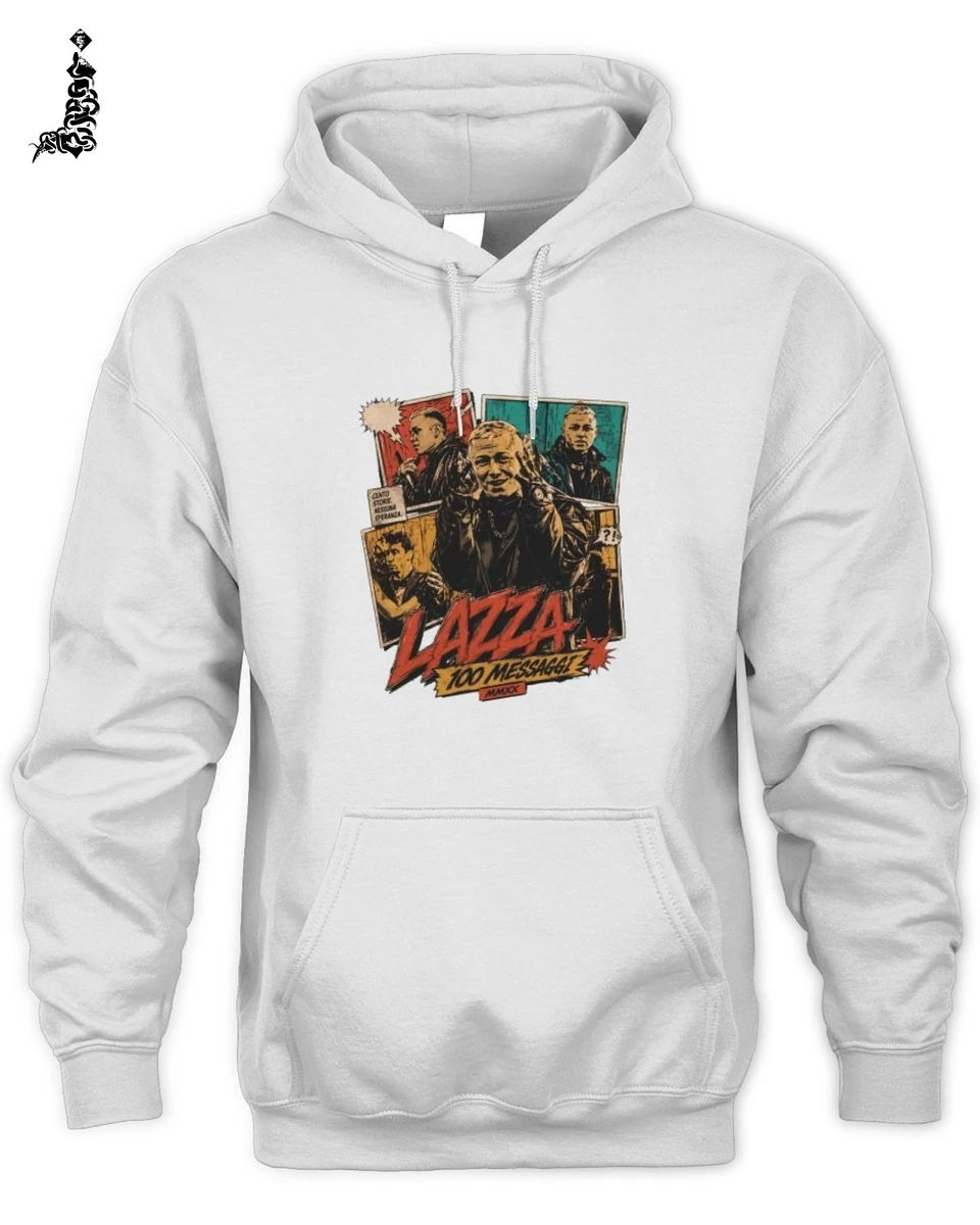 T-Shirt Lazza 100 Messaggi Graphic Novel Stile Vintage Unisex 2 Lazza Rap Merch