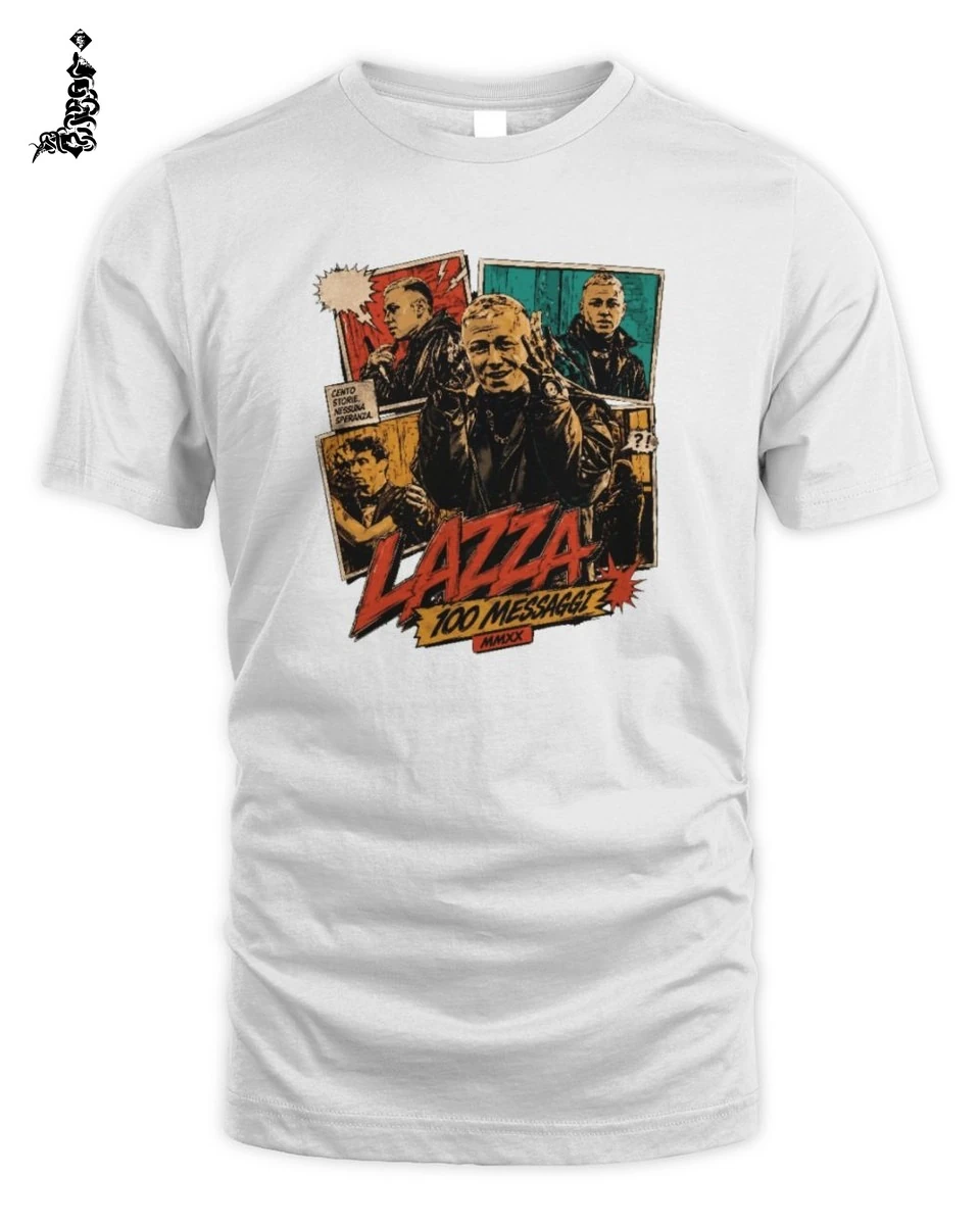 T-Shirt Lazza 100 Messaggi Graphic Novel Stile Vintage Unisex 1 Lazza Rap Merch