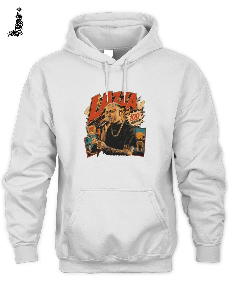 T-Shirt Unisex Lazza 100 Messaggi Stile Fumetto Pop Art 2 Lazza Rap Merch