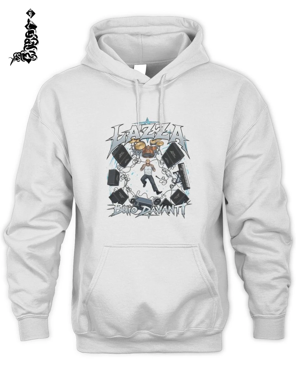 Lazza Merch T-Shirt Unisex Bianca Buio Davanti Edizione Tour 2 Merch ufficiale concerto Lazza Buio Davanti