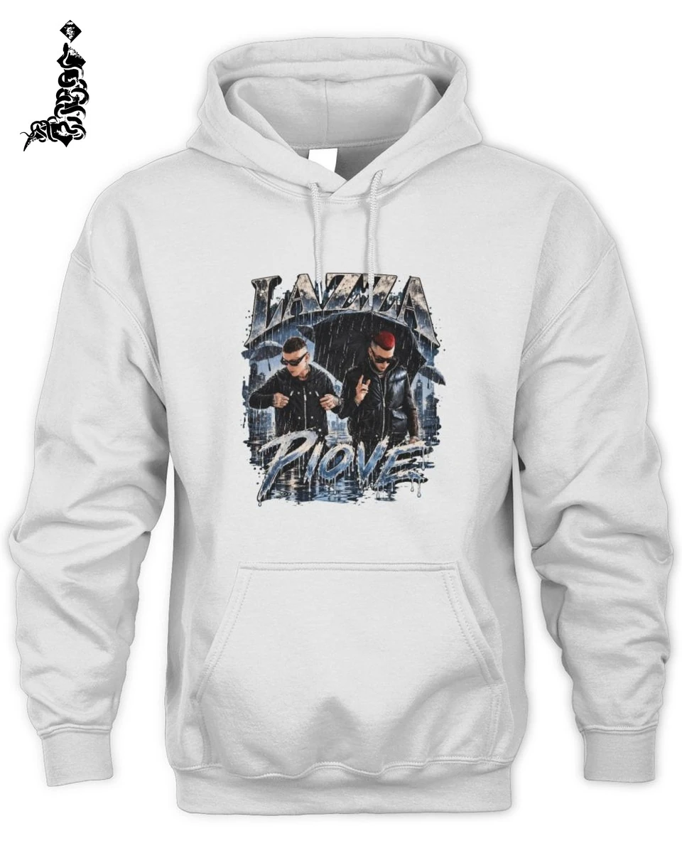 Maglietta Lazza Unisex: T-Shirt Streetwear Grafica Urbana Piove in Puro Cotone 2 Abbigliamento streetwear Lazza Piove