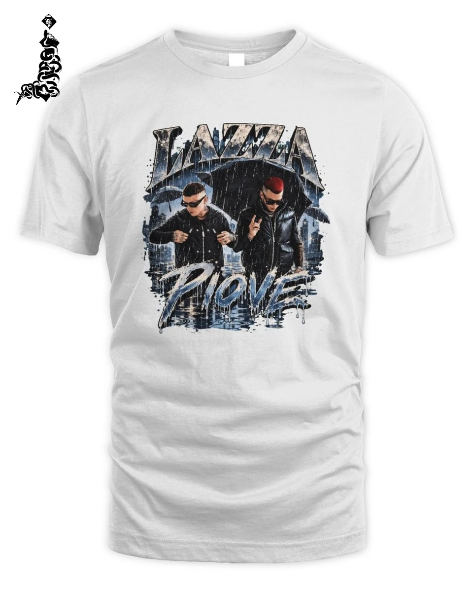 Maglietta Lazza Unisex: T-Shirt Streetwear Grafica Urbana Piove in Puro Cotone 1 Abbigliamento streetwear Lazza Piove