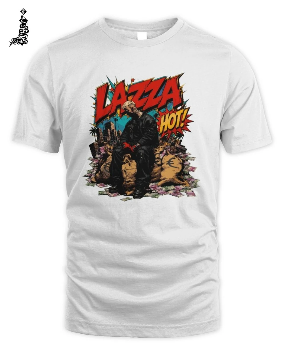 T-Shirt Unisex Lazza Grafica Urbana Soldi Stile Euro Trap in Cotone 1 Lazza Rap Merch