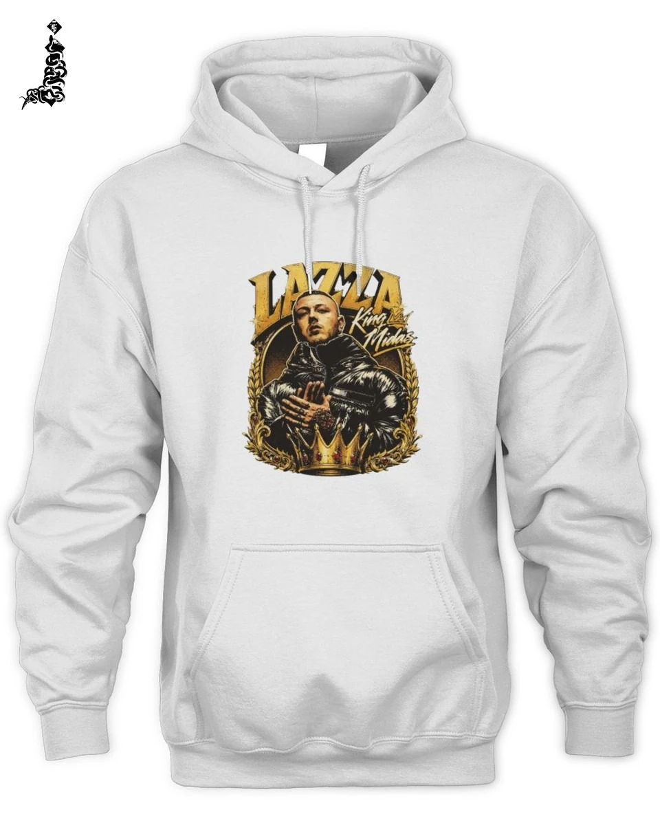 Maglietta Lazza Re Mida Corona d'Oro Unisex T-Shirt in Puro Cotone 2 Lazza Rap Merch