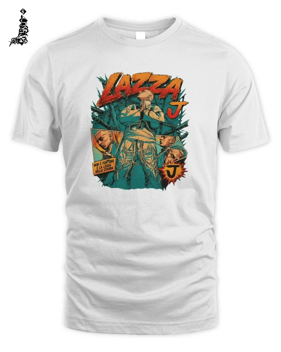 T-Shirt Lazza Merch Unisex Legge Della Strada Fumetto Urbano Hip Hop 1 Lazza Rap Merch