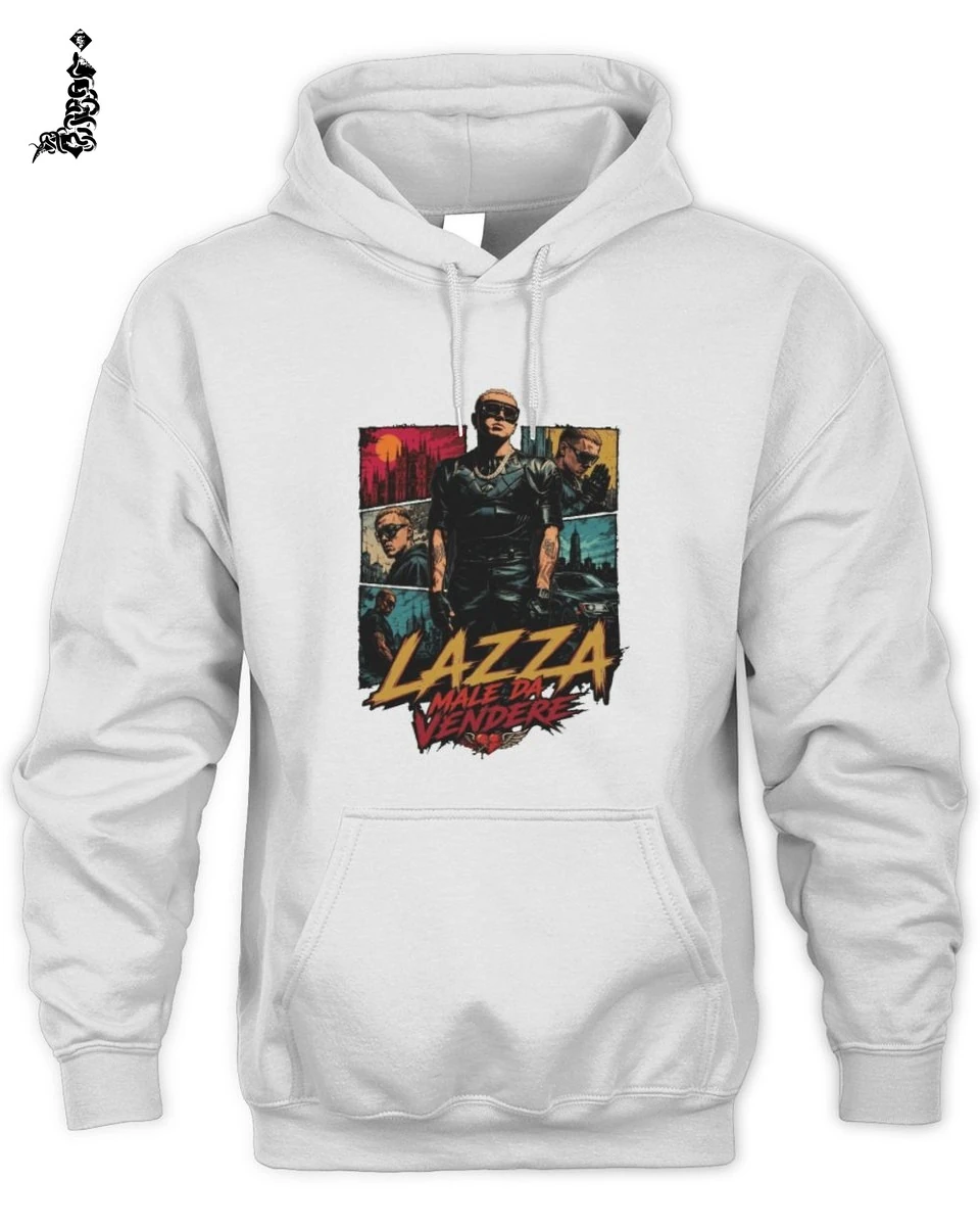 Lazza Merch Unisex T-Shirt – Maglietta Fumetto Urbano Male Da Vendere 2 Lazza Rap Merch