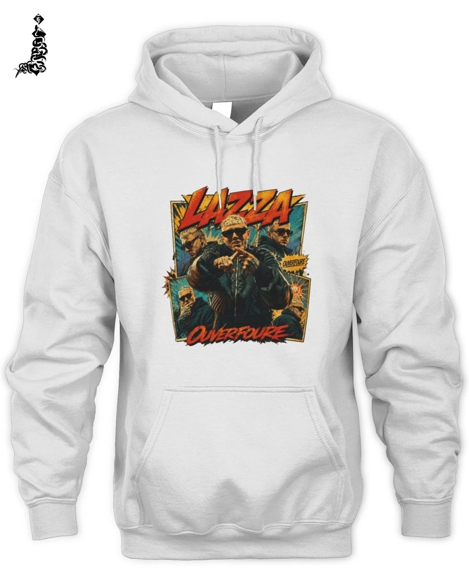 T-Shirt Unisex Lazza Stile Retrò Fumetto Urbano Ouverfoure 2 Lazza Rap Merch
