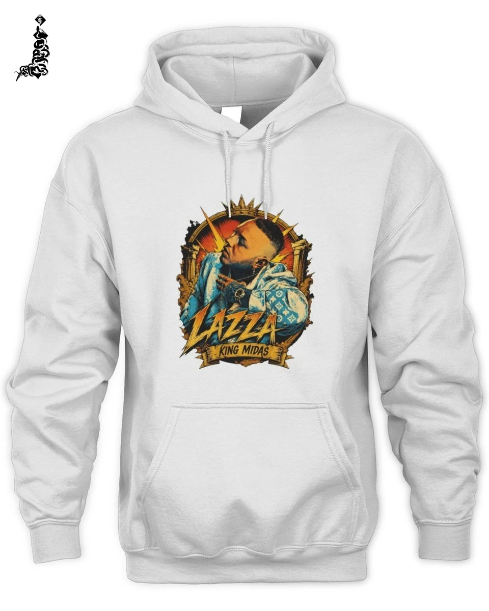 T-shirt Lazza Re Mida Ritratto Pop Art Hip Hop Italiano 2 Lazza Rap Merch