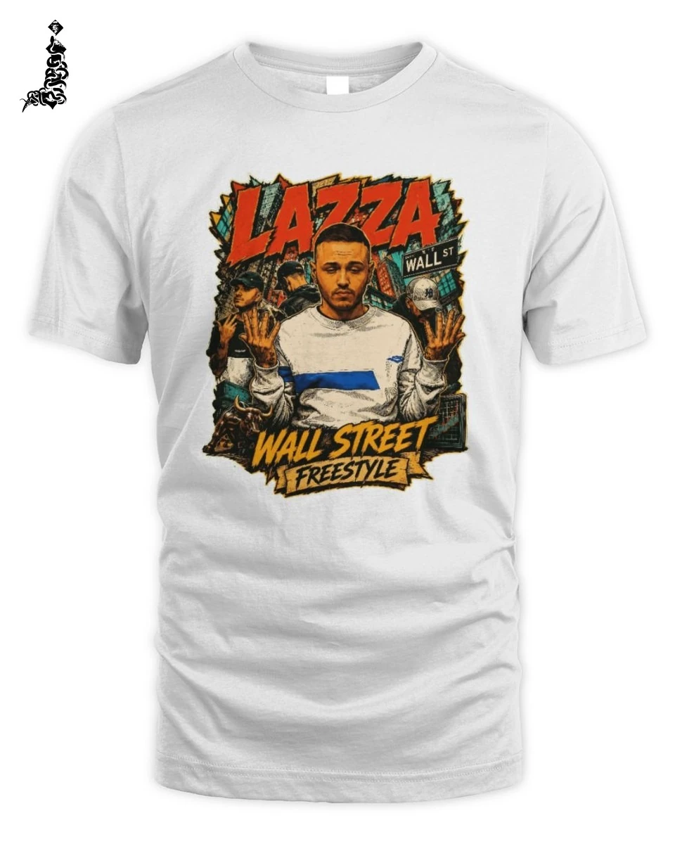 T-Shirt Lazza Merch Unisex Wall Street Freestyle in Cotone 1 Lazza Rap Merch