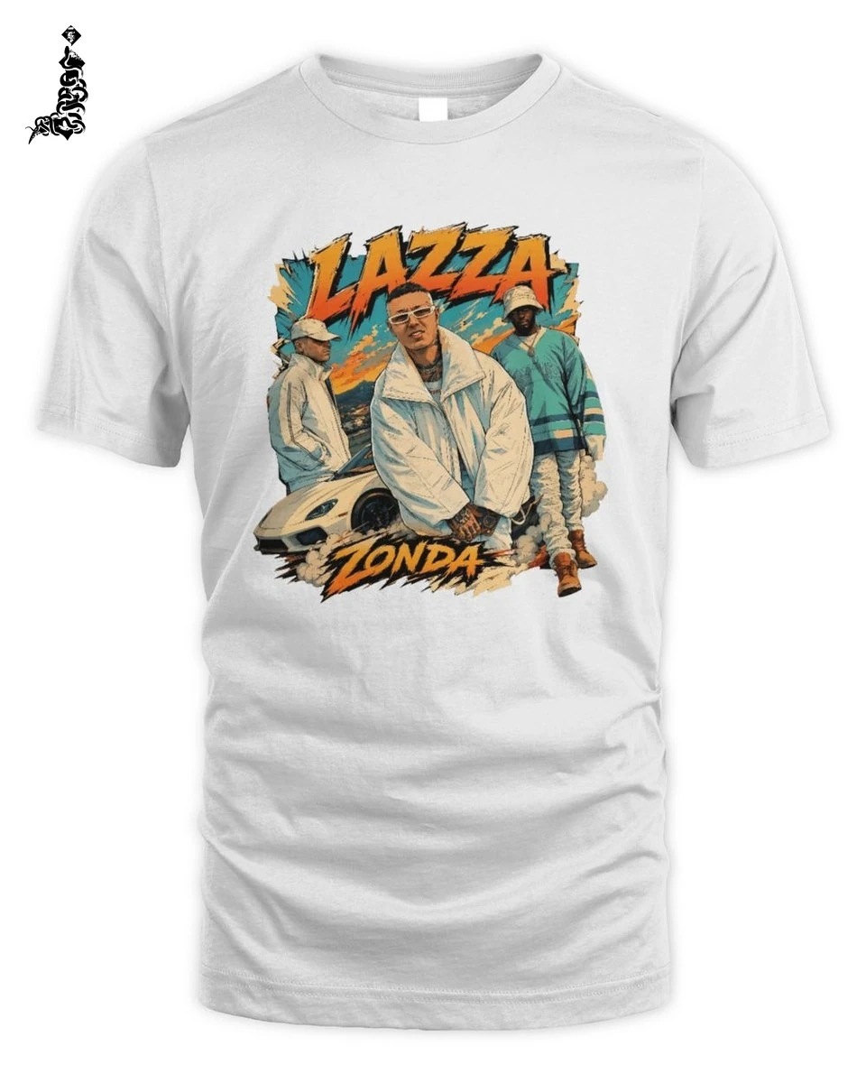 Lazza Merch Unisex T-Shirt - Illustrazione Grafica Zonda Auto Sportiva Streetwear 1 Lazza Rap Merch