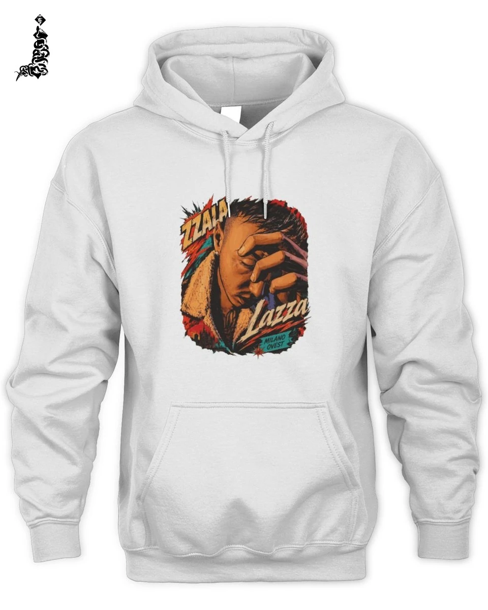 T-Shirt Unisex Lazza Zzala Milano Ovest Grafica Fumetto Urbano in Puro Cotone 2 Lazza Rap Merch